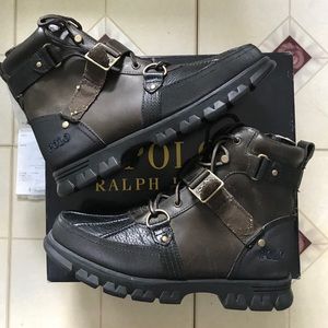 New Ralph Lauren Leather Damien Boots Polo